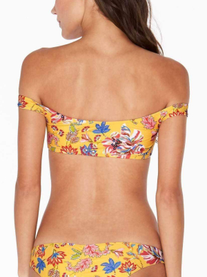 L*space Emma Pacific Bloom Bikini Bottom In Sunshine Gold