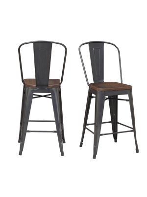 2pc Logan Counter Height Barstools Set Gray - Picket House Furnishings