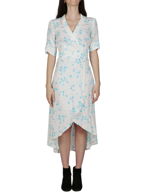 Ganni Printed Crepe Wrap Dress