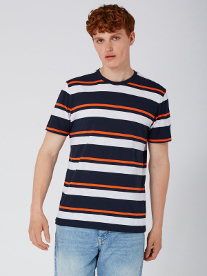 Navy And Orange Stripe T-shirt