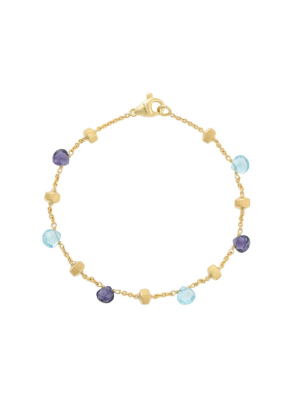 Marco Bicego® Paradise Collection 18k Yellow Gold Iolite And Blue Topaz Single Strand Bracelet