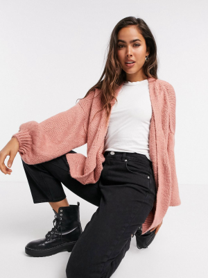 Asos Design Oversize Cardigan In Dusky Pink