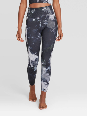 Women's Camo Print High-waisted Brushed Jersey 7/8 Leggings - Joylab™ Black/white