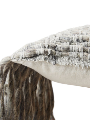 Cilo Textured Pillow In Light Gray & Ivory