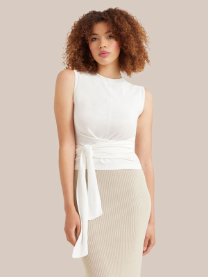 Rumi Cropped Sleeveless Wrap Tee