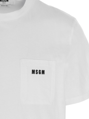 Msgm Logo Printed Pocket T-shirt