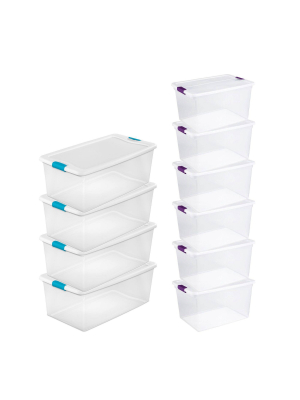 Sterilite 106 Quart Latching Storage Container (4 Pack) + 66 Quart Tote (6 Pack)