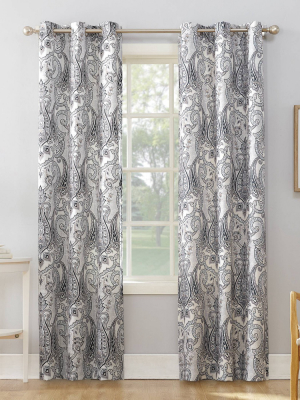 Nori Damask Print Light Filtering Grommet Top Curtain Panel - No. 918