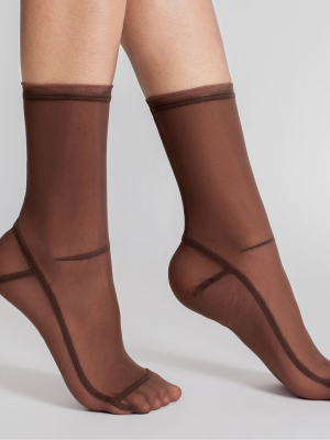Solid Brown Mesh Socks