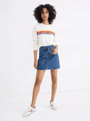 Rigid Denim Straight Mini Skirt In Haydel Wash: Tie-waist Edition