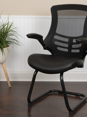 Flash Furniture Mesh Sled Base Side Reception Chair With Flip-up Arms