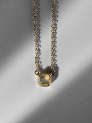 Petite Square Bezel Opal Necklace