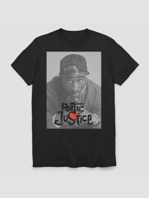 Men's Tupac Poetic Justice Short Sleeve T-shirt - Black