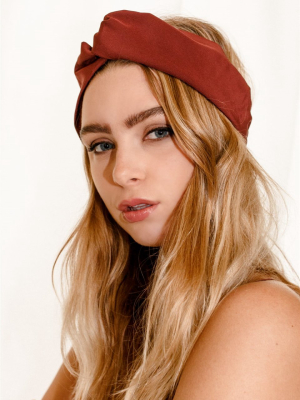 Part Time Siren Silk Crepe Turban - Tawny Port