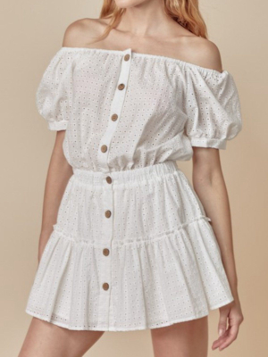 White Eyelet Button-up Dress