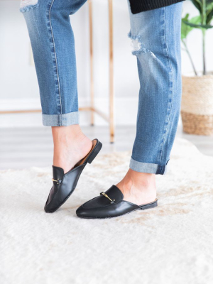 Be Your Own Boss Black Flat Mules