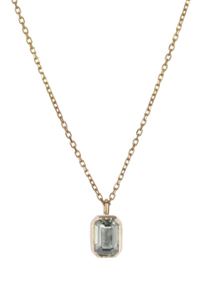 Emerald Cut Green Sapphire Wisp Necklace