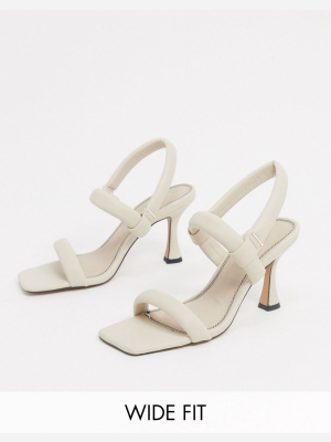 Asos Design Wide Fit Hickory Padded Mid-heeled Sandals In White