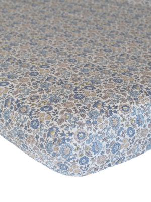 Fitted Sheet Made With Liberty Fabric D'anjo Blue