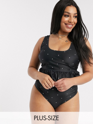 Peek & Beau Curve Exclusive Recycled Polyester High Waist Bikini Bottom In Spot