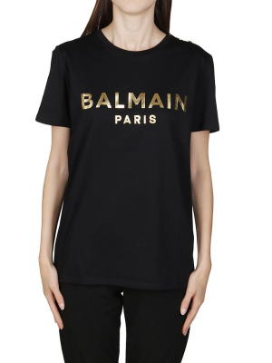 Balmain Logo Print Crewneck T-shirt