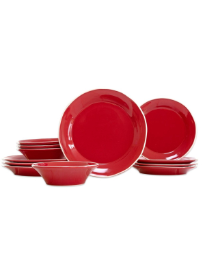 Vietri Chroma Red 12-piece Place Setting