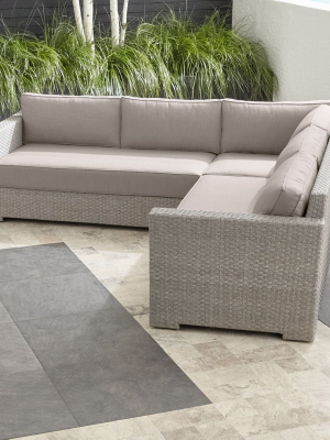 Ventura Quartz 3-piece Loveseat Sectional With Silver Sunbrella ® Cushions