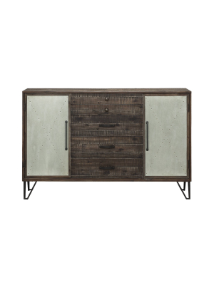 Raider Two Door Five Drawer Credenza Gray/brown - Treasure Trove