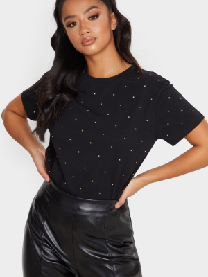 Petite Black Diamante T-shirt