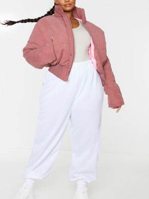 Plus Pink Peach Skin Cropped Puffer Jacket