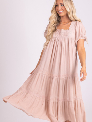 Favorite Fairytale Midi Dress - Light Brown