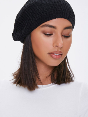 Ribbed Knit Beret Beanie