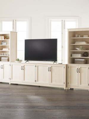 Ainsworth Cream 85" Media Center And Two 30" Towers With Glass/wood Doors