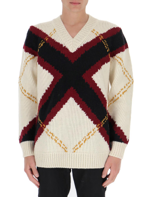 Alexander Mcqueen V-neck Ribbed Knit Jumper