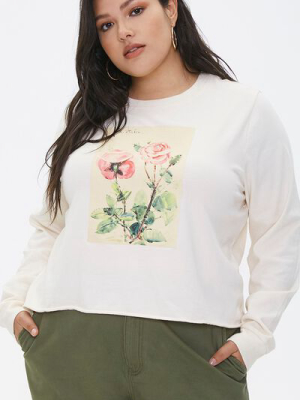 Plus Size Floral Long-sleeve Tee