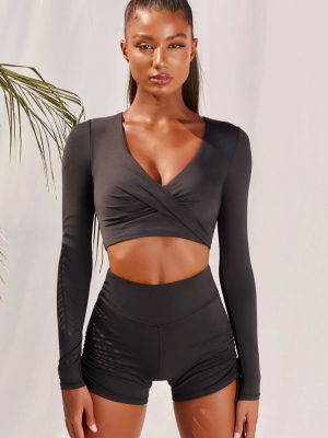 Active Ruched High Waist Long Sleeve Sports Set