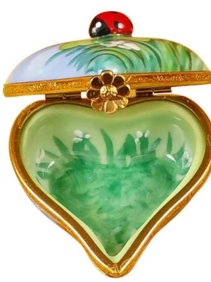 Ladybug On Four-leaf Clover Heart Limoges