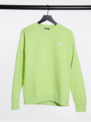 Nike Club Crewneck Sweatshirt In Lime Green