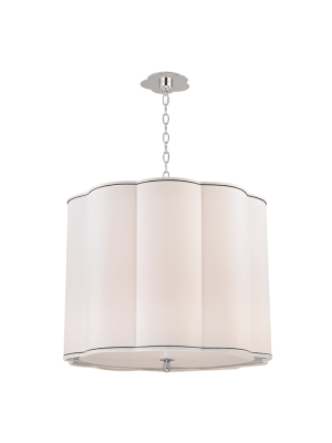 Hudson Valley Lighting Sweeny 5-bulb Chandelier - Polished Nickel & White With Navy Blue Trim