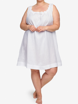 Sleeveless Nightie White Linen Plus