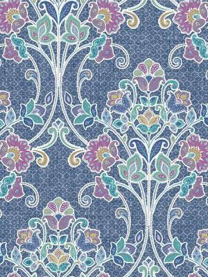 Willow Indigo Nouveau Floral Wallpaper From The Kismet Collection By Brewster Home Fashions