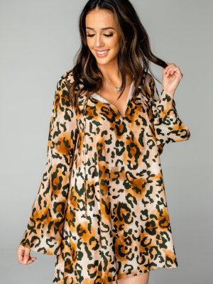 Buddylove Tanna Bell Sleeve Mini Dress - Lioness