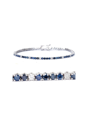 Pompeii3 2ct Treated Blue & White Diamond Tennis Bracelet 14k White Gold