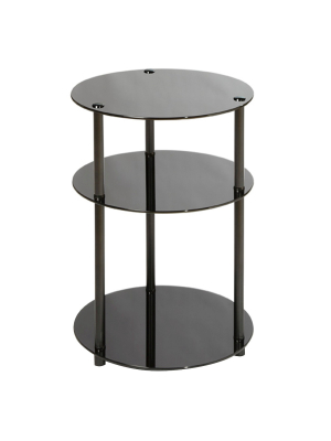 Classic Glass 3 Tier Round Table Black Glass - Breighton Home