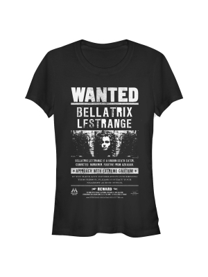 Junior's Harry Potter Bellatrix Wanted Poster T-shirt