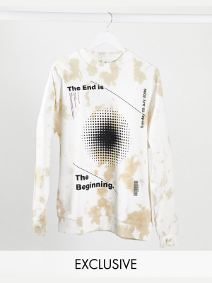 Collusion Neutral Tie Dye Oversized Sweatshirt With Text Print