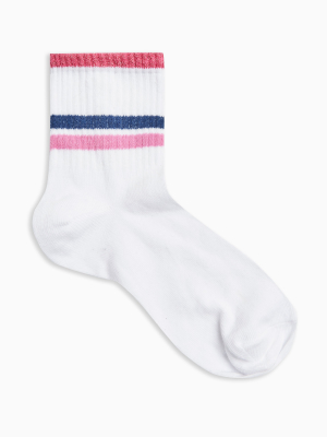 Pink Glitter Top Stripe Socks