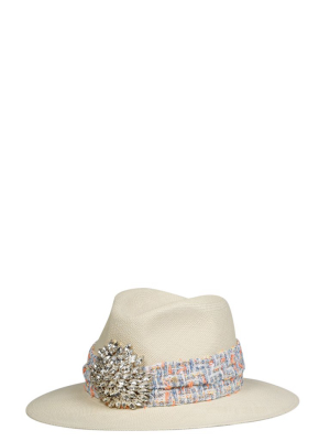 Maison Michel Crystal Embellished Fedora Hat