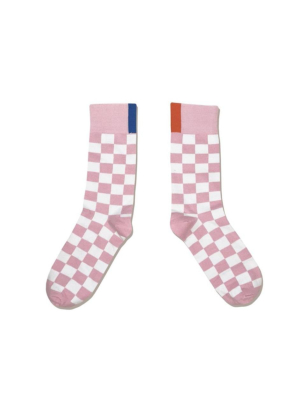 The Women's Check Dress Sock - Pink/white