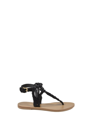 Alberta Ferretti Beads Detail Braided Sandals